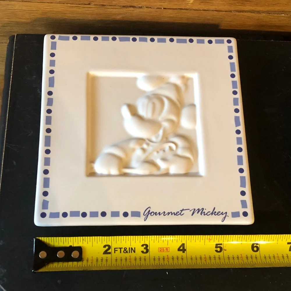 Disney Mickey Decorative Ceramic Tiles in Embossed Cream and Blue and Americana